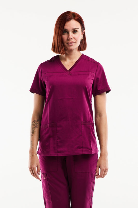 Tunique médicale Balance by Dickies femme bordeaux, coupe contemporaine, tissu extensible