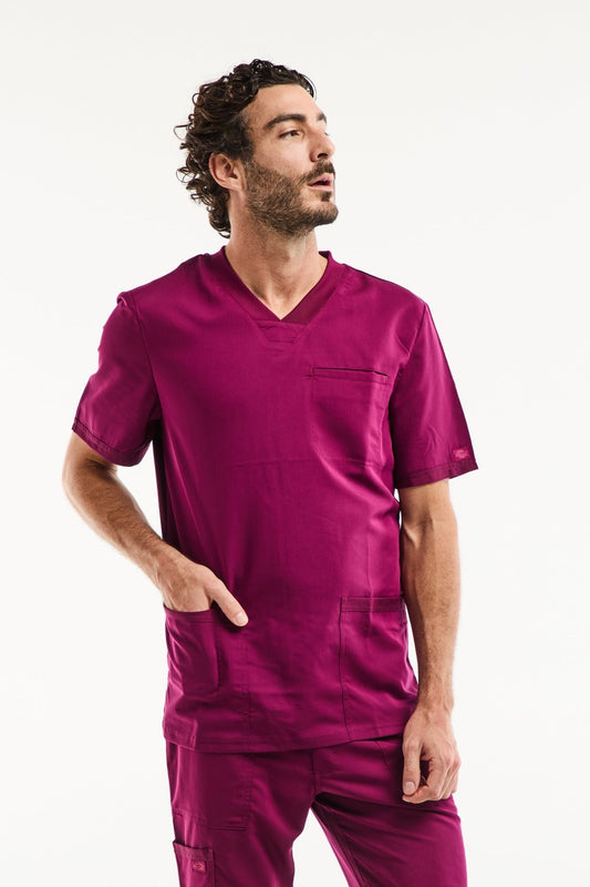 Tunique médicale Balance by Dickies homme bordeaux avec poches plaquées