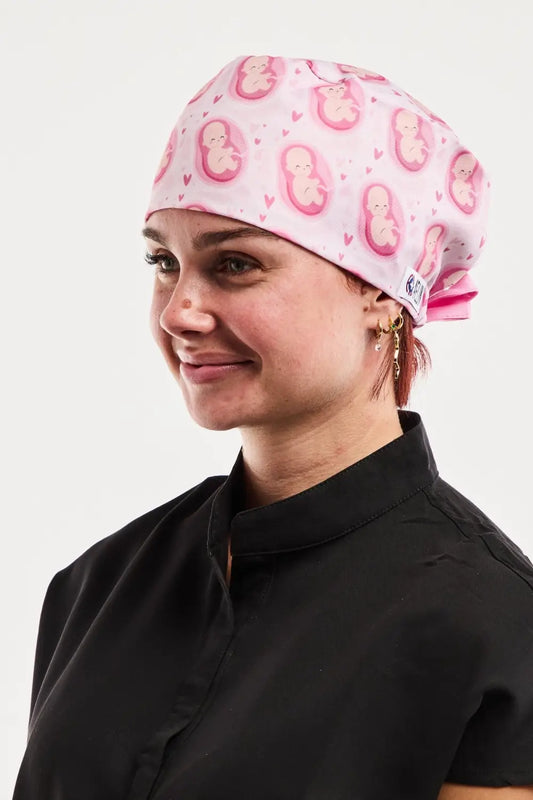 Calot médical rose Collection Art Médical Aelin avec cochon blanc