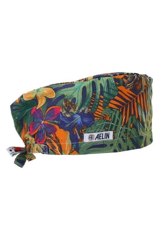 Sac de maquillage à motifs floraux tropicaux, idéal avec un calot médical couvrant