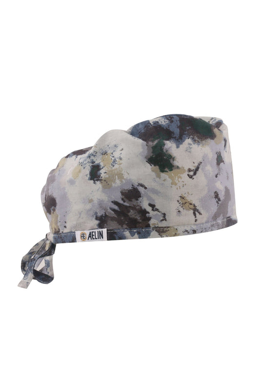 Calot médical à motif gris, blanc et vert, modèle Abstrait multicolore, taille standard