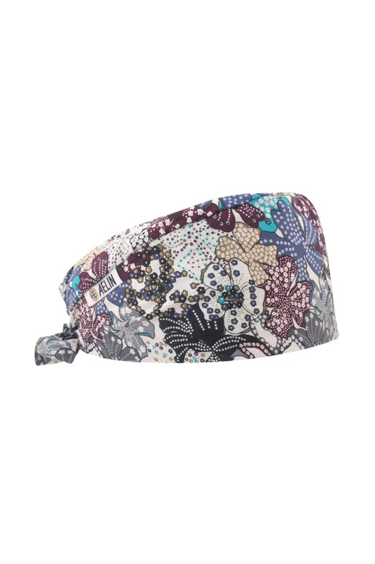 Calot médical beige à plusieurs motifs, idéal pour cheveux courts et style coloré