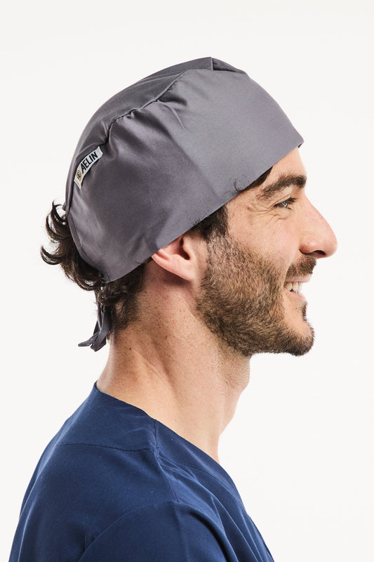 Calot médical gris pour cheveux courts, modèle Calot Médical Aelin
