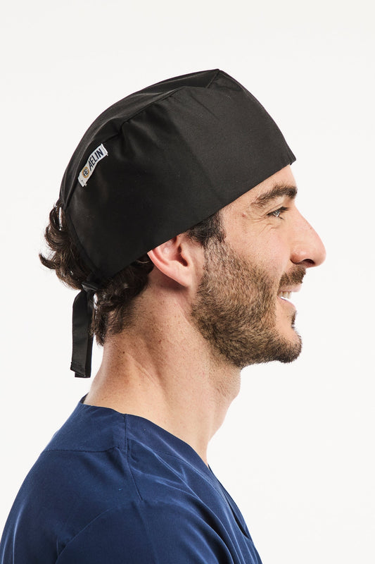 Calot médical noir pour cheveux courts, modèle Médical Aelin