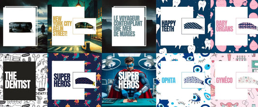Collection de mises en page de design graphique moderne avec une typographie audacieuse et des motifs géométriques.