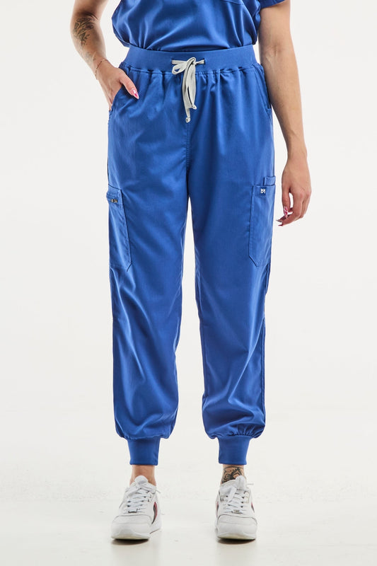 Pantalon médical jogger EMMA bleu roi pour femme, alliant confort et style