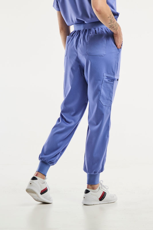 Pantalon médical jogger EMMA en pervenche pour femmes, confort et style au travail