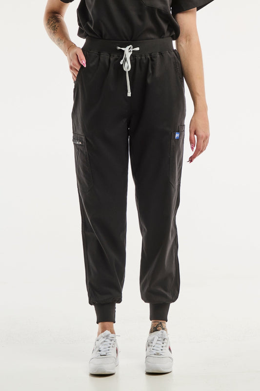Pantalon médical jogger noir EMMA pour femme, alliant confort et style professionnel
