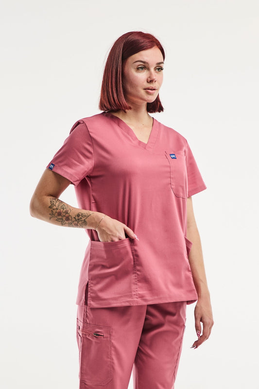 Pantalon de tenue médicale rose EMMA Jogger, idéale pour femme, style médical à col