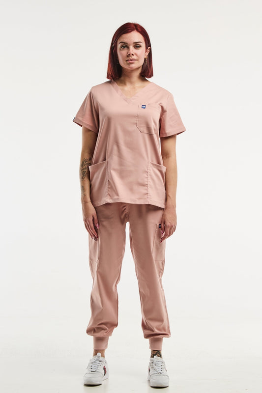 Tenue médicale rose clair EMMA Jogger pour femme avec tunique médicale à col