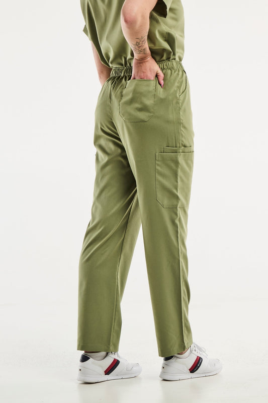 Pantalon médical Emma en vert olive, parfait pour les tenues médicales et uniforms