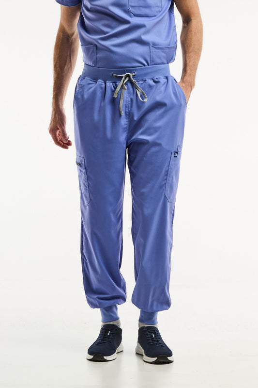 Pantalon médical jogger LUCA bleu pour hommes, alliant confort et style
