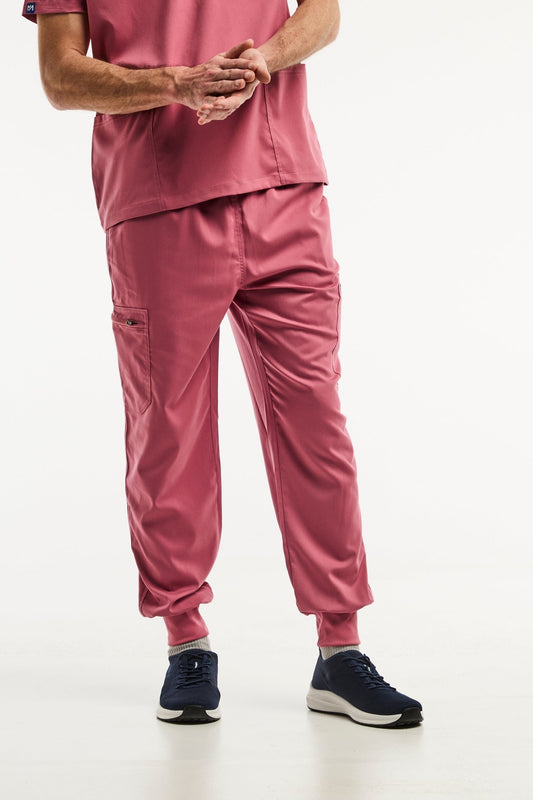 Pantalon médical rose LUCA jogger pour homme, alliant confort et style en milieu médical