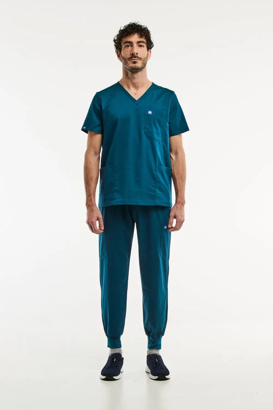 Teal scrub set LUCA Jogger, ensemble médical complet pour homme vert turquoise