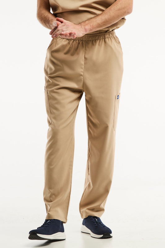 Pantalon médical LUCA pour homme en beige clair, facile à entretenir et confortable