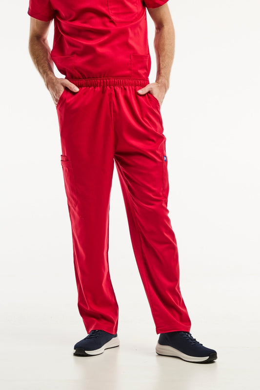 Pantalon médical LUCA rouge pour homme, facile à entretenir, idéal pour les uniforms