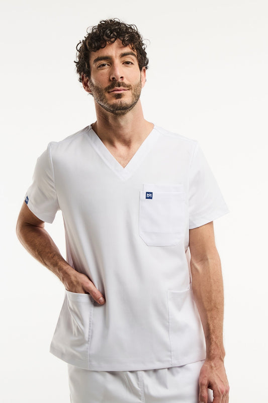 Tunique médicale col blanc LUCA pour homme en scrub top médical