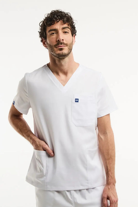 Tunique médicale col blanc LUCA pour homme en scrub top médical