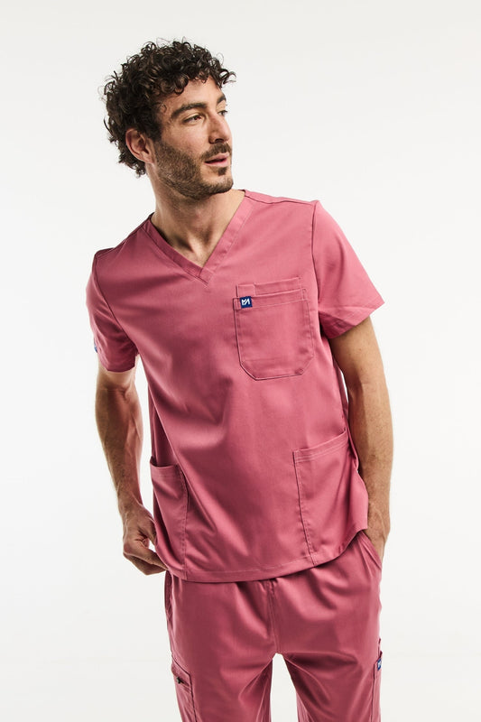 Tunique médicale col rose LUCA pour homme en uniforme médical moderne et élégant