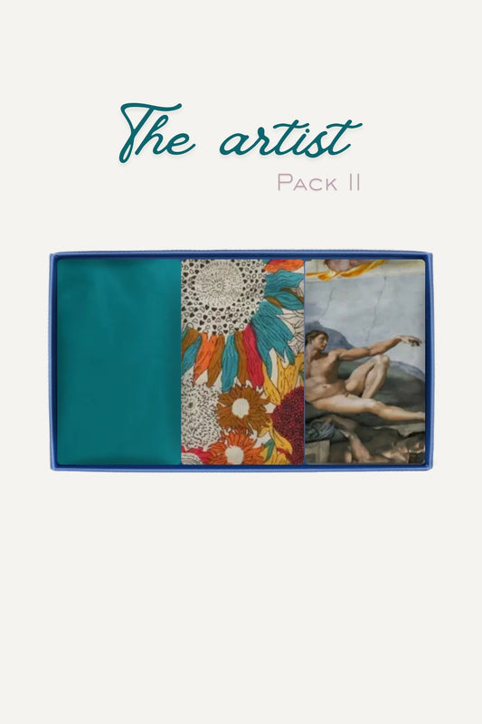 Pack Découverte Aelin II : 3 foulards soie teal et floral