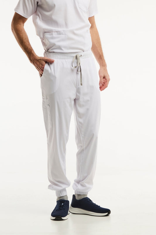 Pantalon médical blanc pour homme de série limitée, idéal pour les professionnels de santé