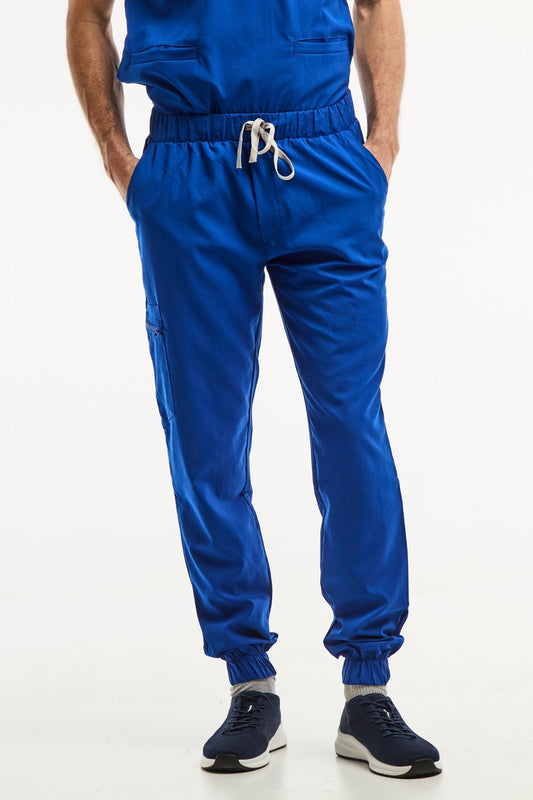 Pantalon médical bleu royal slimfit avec cordon de serrage pour un confort optimal