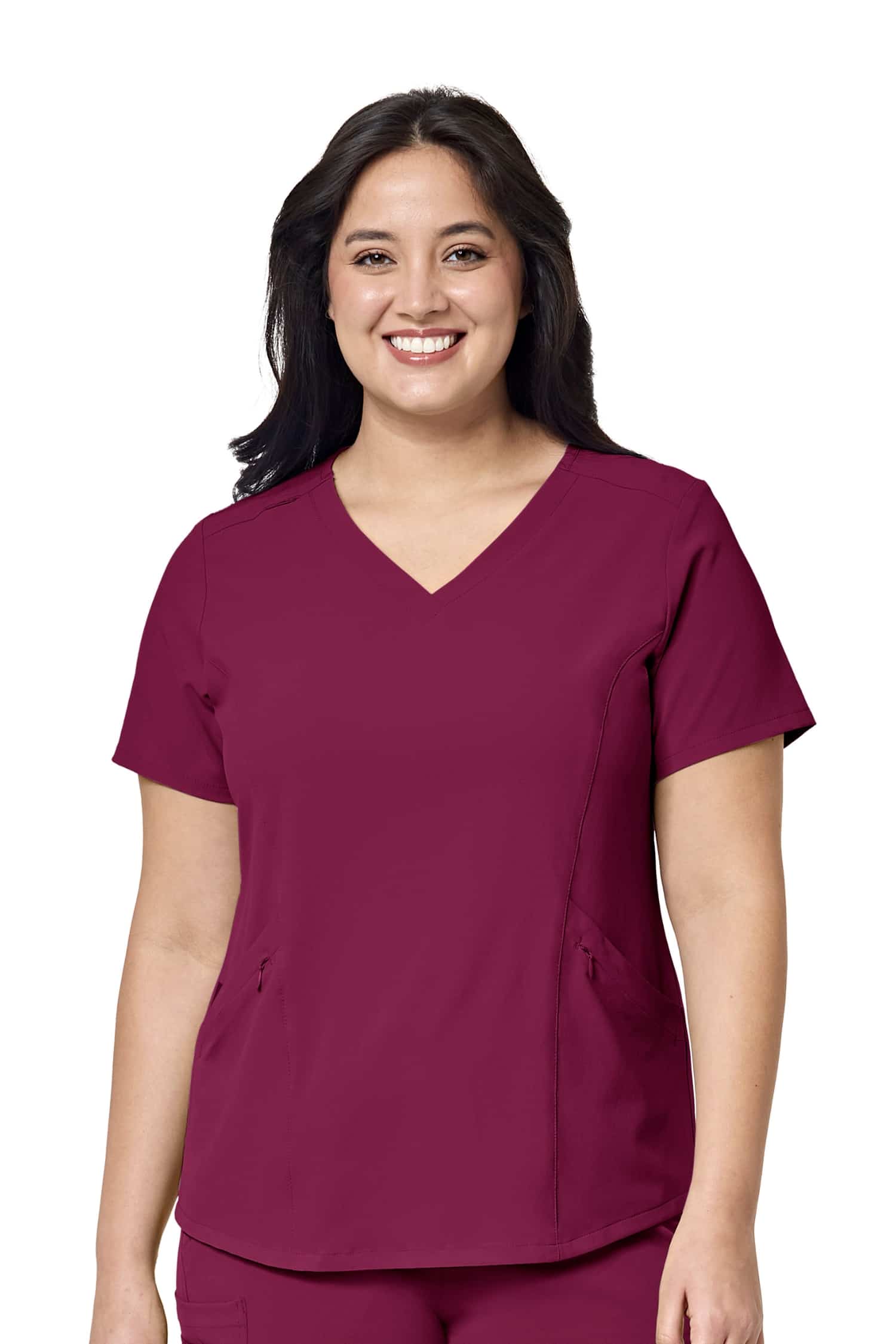 Femme en tunique médicale bordeaux polyester spandex - uniformes tenues médicales