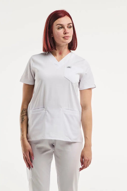 Tunique médicale Slimfit blanche en série limitée, adaptée pour un look professionnel