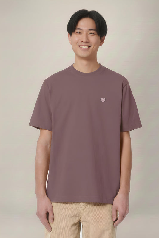 T-shirt premium Aelin Paris heavy coton unisexe motif cœur mauve