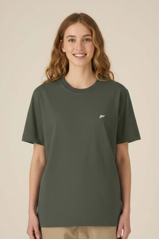 T-shirt premium Aelin Paris olive vert, coton lourd unisexe hépatologie