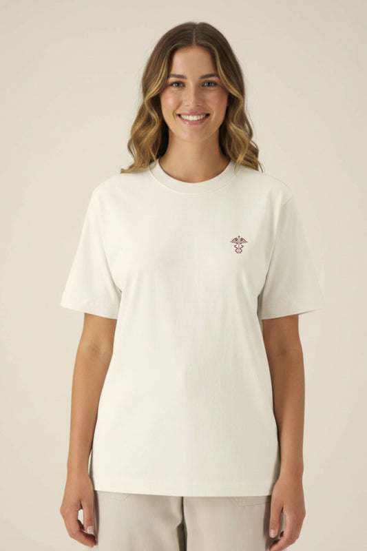 T-shirt premium Aelin Paris coton lourd unisexe motif médical brodé