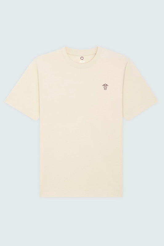 T-shirt premium Aelin Paris crème coton lourd motif médical brodé