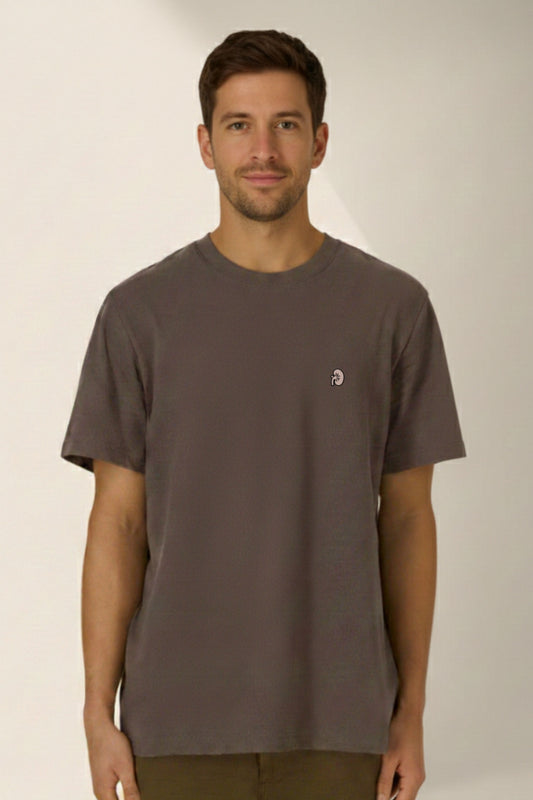 T-shirt premium Aelin Paris heavy coton unisexe motif néphrologie gris foncé