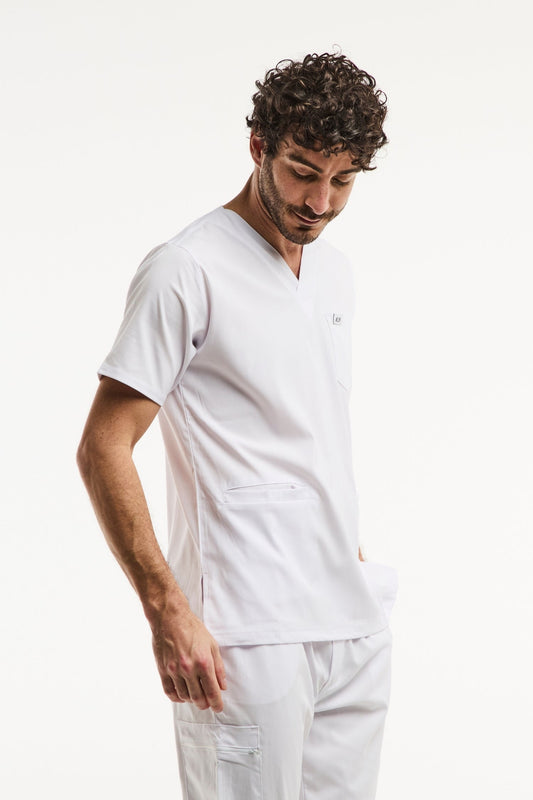 Tunique médicale blanche en série limitée pour homme, idéale pour le milieu médical