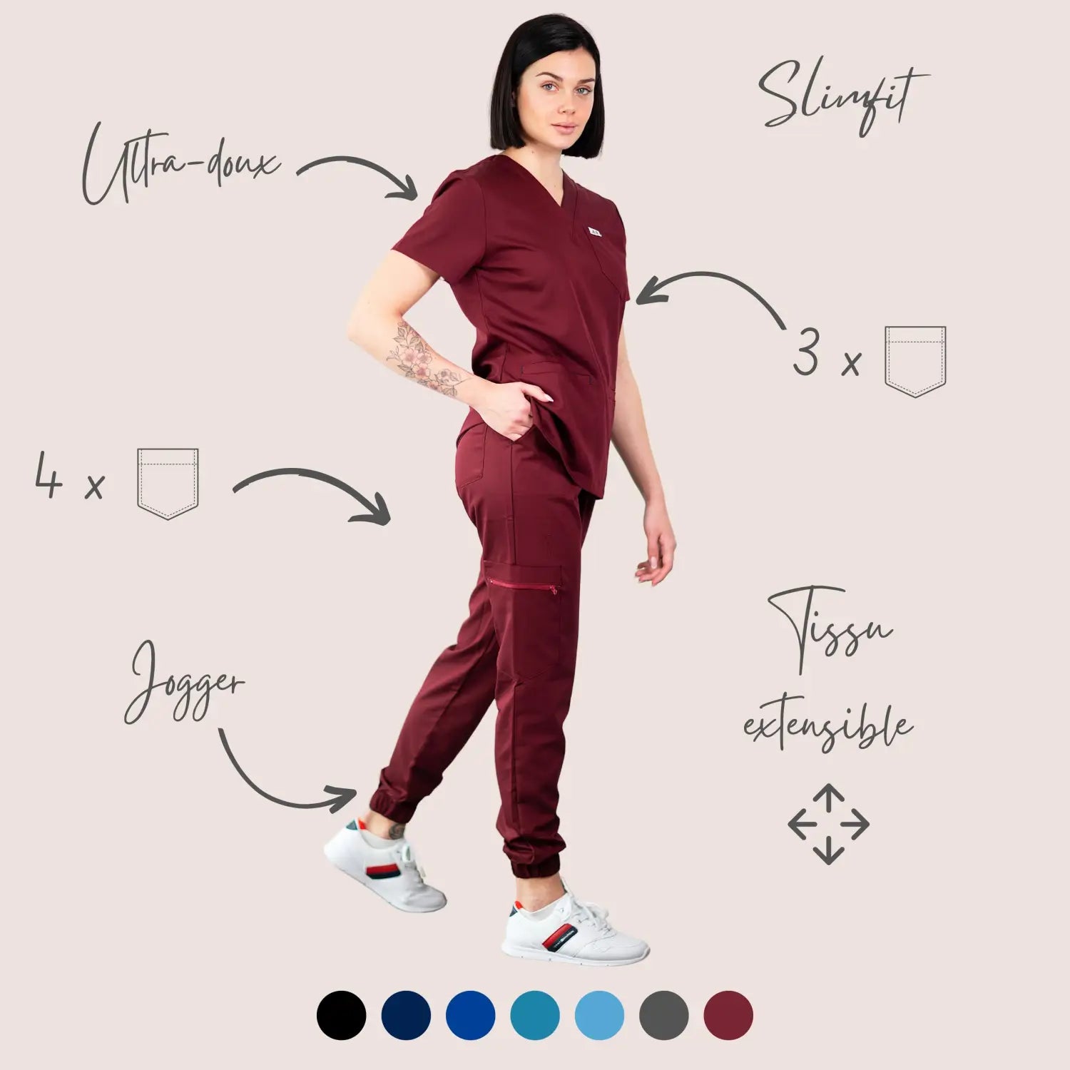 Tenue médicale - Bordeaux Slim fit