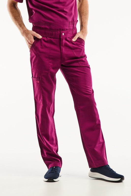Pantalon médical homme Balance by Dickies bordeaux, coupe moderne, tenues médicales