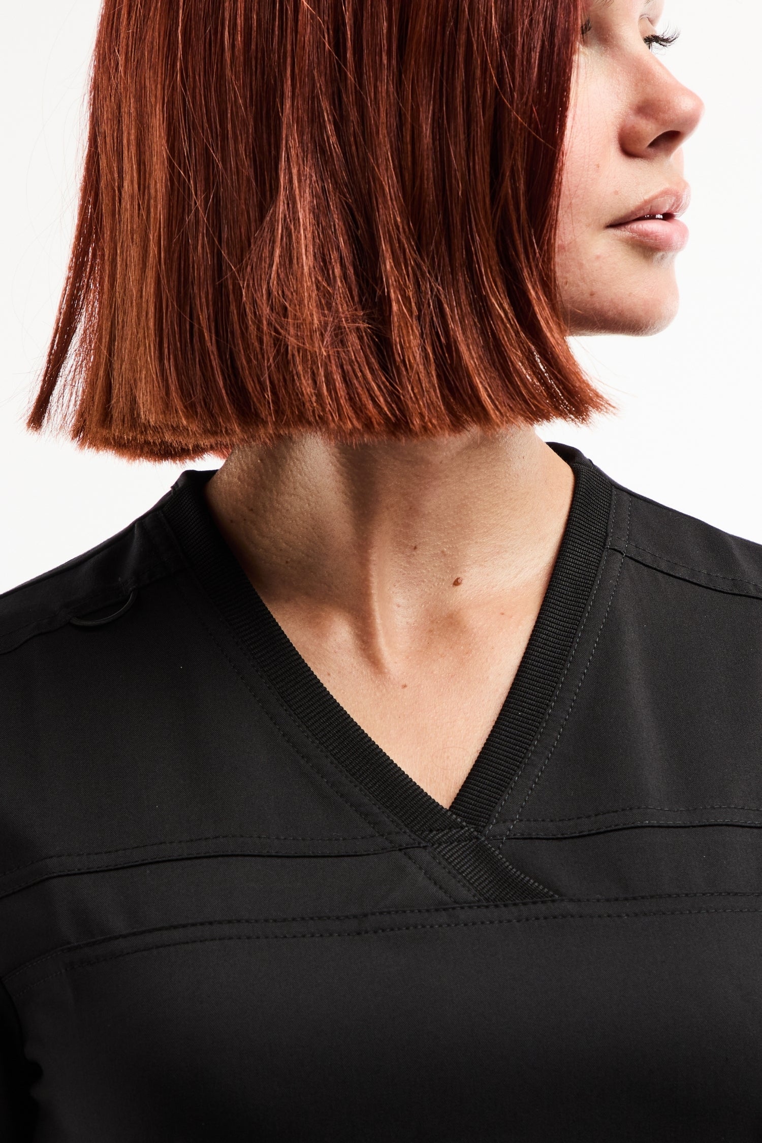 Tunique à manches Balance by Dickies Femme Noir, V-neck à côtes techniques faciles