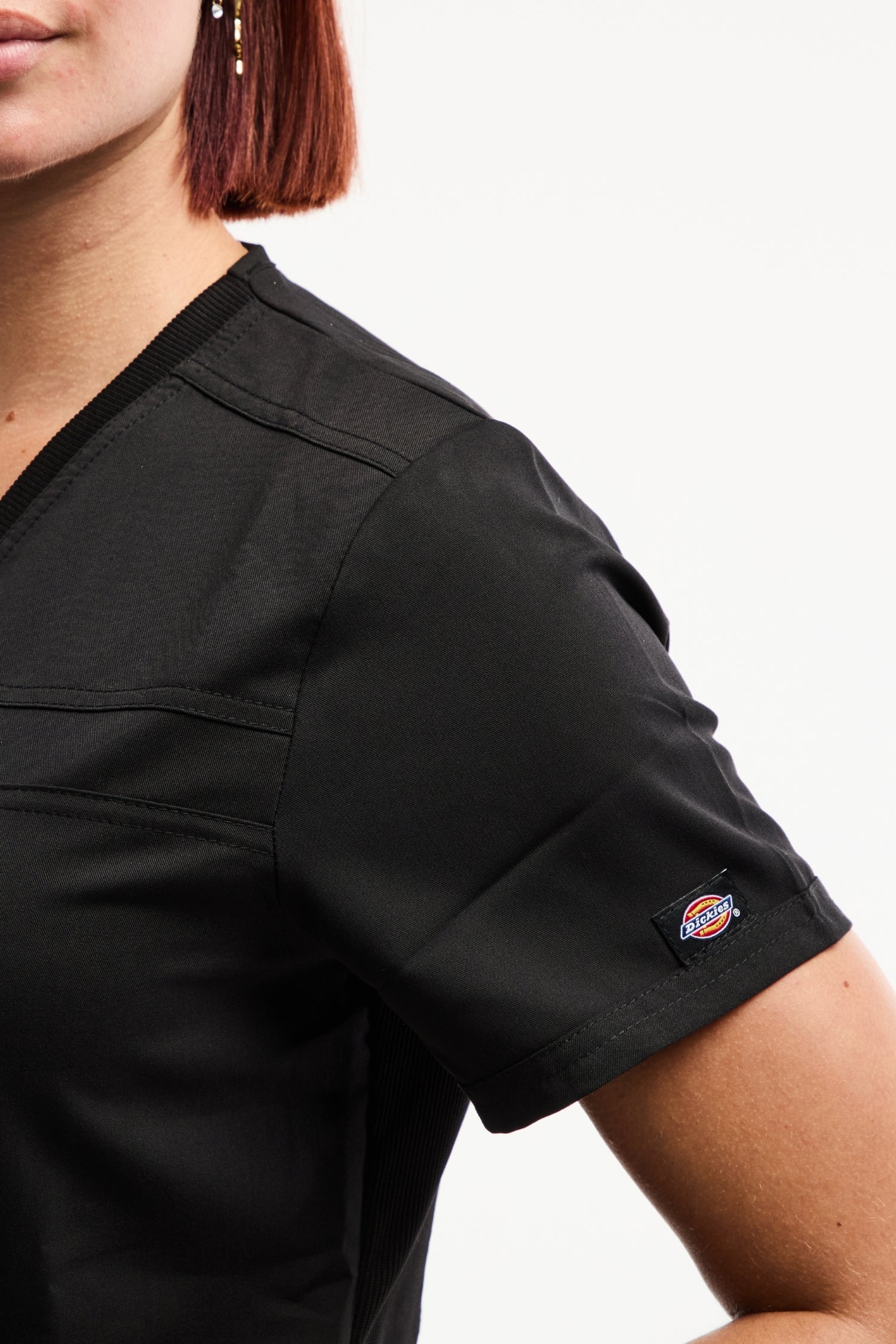 Tunique à manches Balance by Dickies femme noir V-neck techniques faciles d’entretien