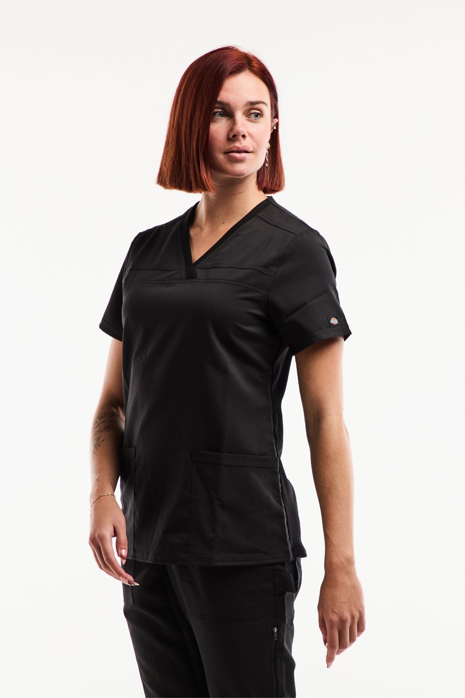 Tunique à manches Balance by Dickies Femme Noir, v-col et poches