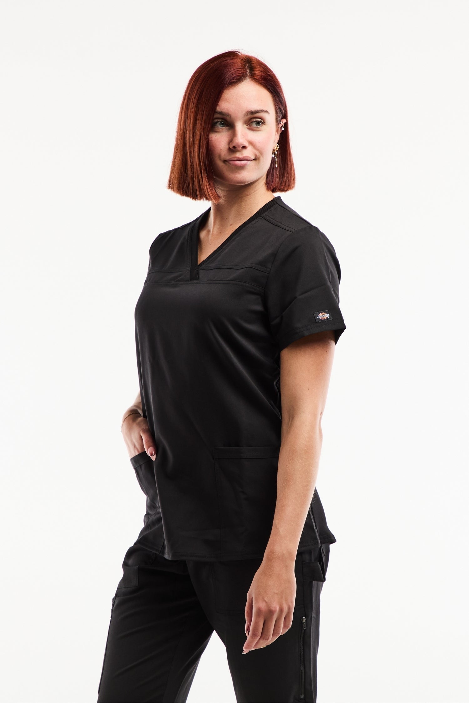 Tunique à manches Balance by Dickies femme noir, v-neck, logo Dickies