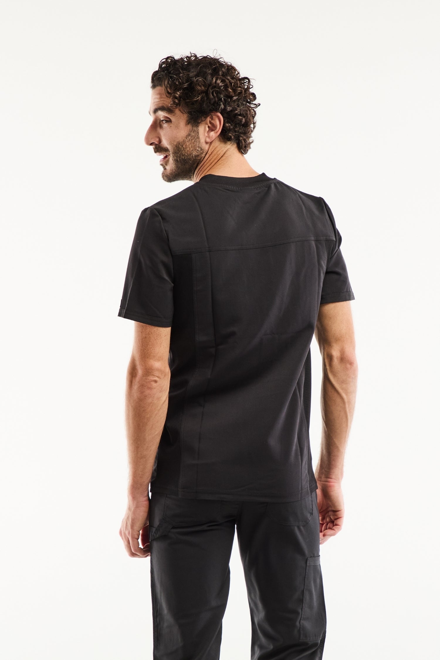 Tunique médicale Balance by Dickies homme noir, tenues médicales modernes avec poches plaquées