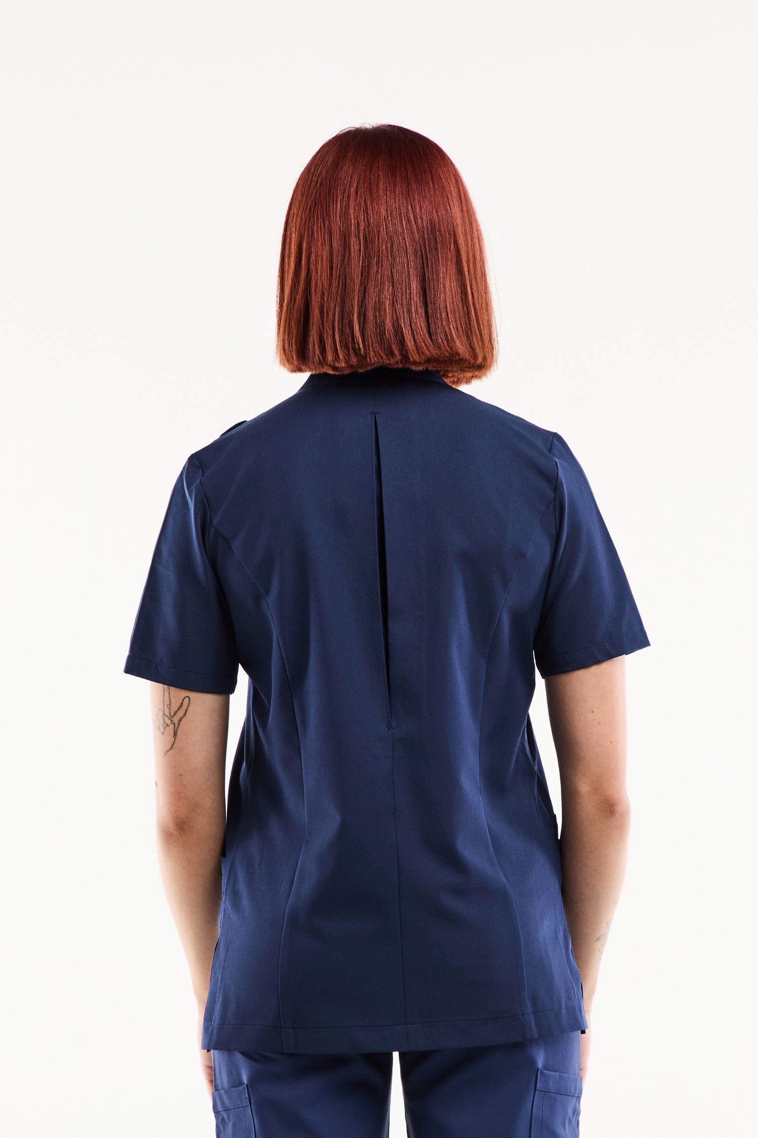 Blouse médicale Aurelia femme bleu marine stretch ultra douce à pressions