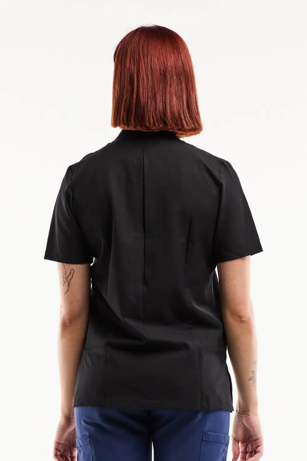 Blouse médicale femme Aurelia noire à col officier stretch ultra douce