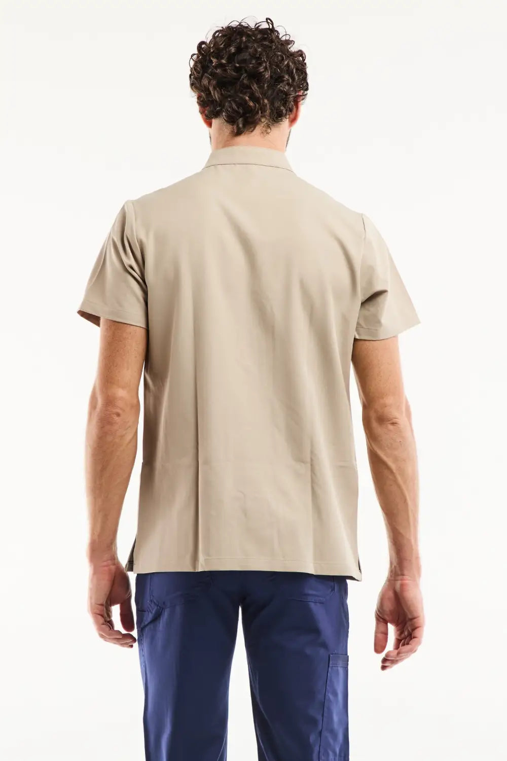 Blouse médicale homme col officier moderne en tissu technique sable