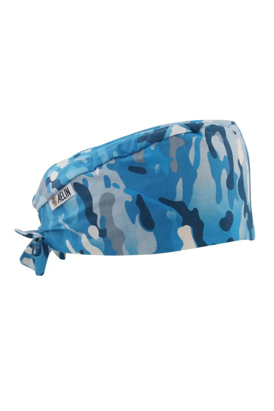 Calot médical camouflage bleu pour chirurgien dentiste avec cheveux courts