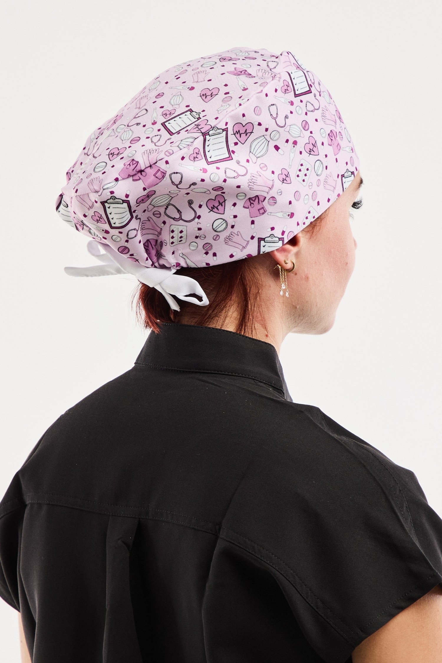 Calot médical rose lavande à motif, collection Art, Aelin