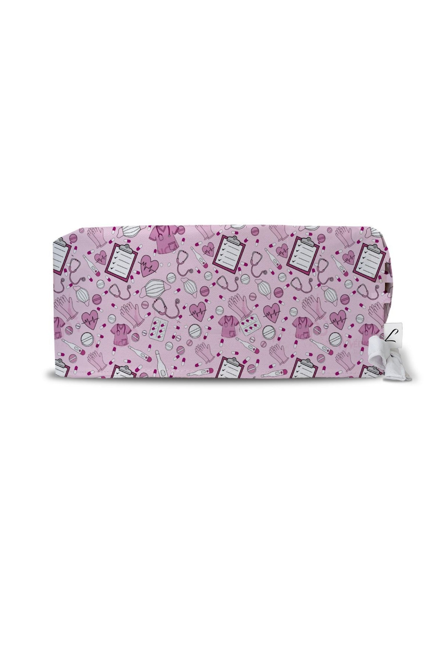 Calot médical rose de la collection Art Aelin avec motifs lavande et rose