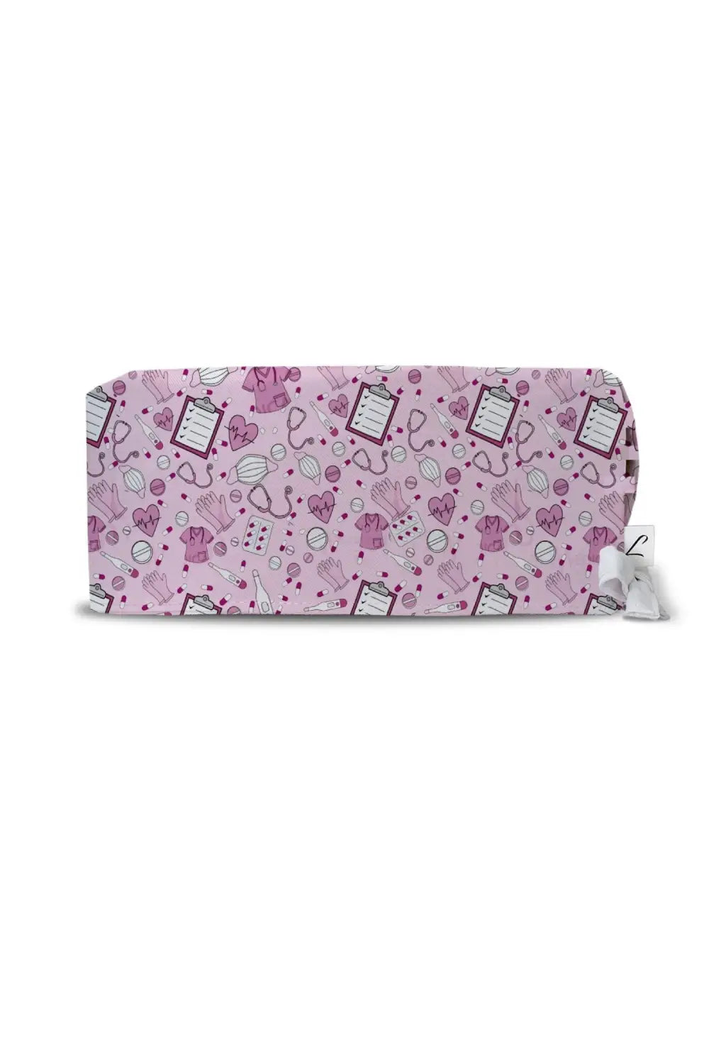 Calot médical rose de la collection Art Aelin avec motifs lavande et rose