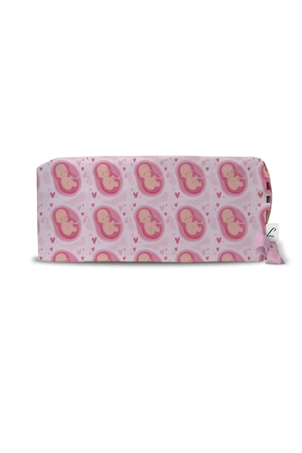 Calot médical Aelin bébé in utero rose avec accents cœurs et tissu