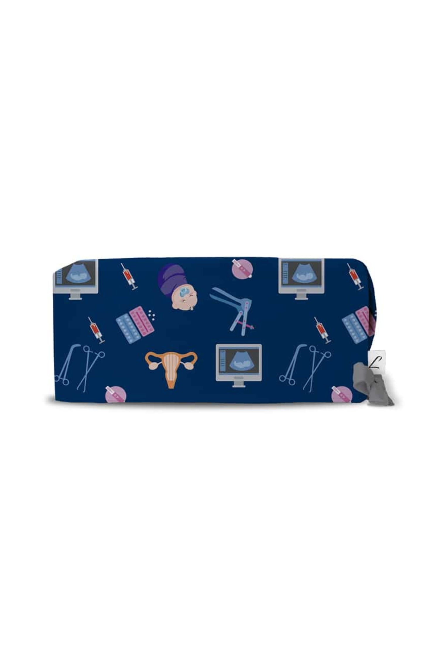 Portefeuille ou pochette avec motifs uniques médicaux sur fond bleu navy, Calot de bloc